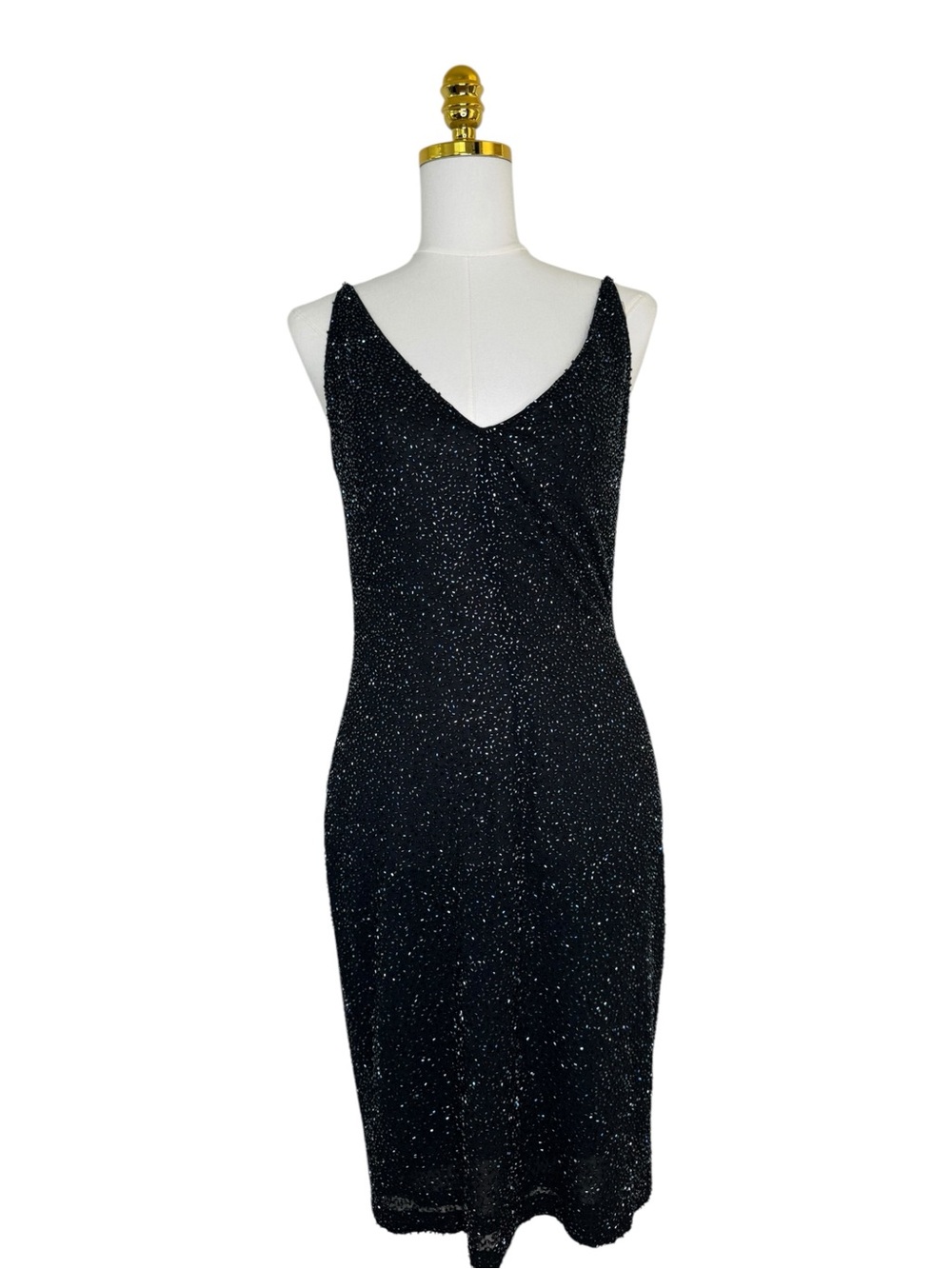 Vintage 90s Luxury Eveningwear 100% silk hand beaded dress Size 6